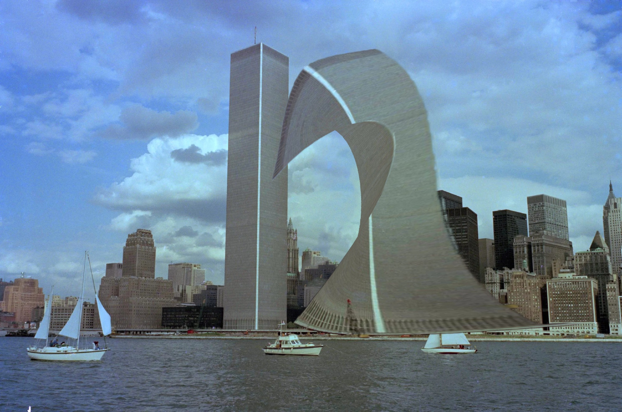 the 2 world center towers, but i warped one horribly in photoshop into a 2, making it look like the number 12